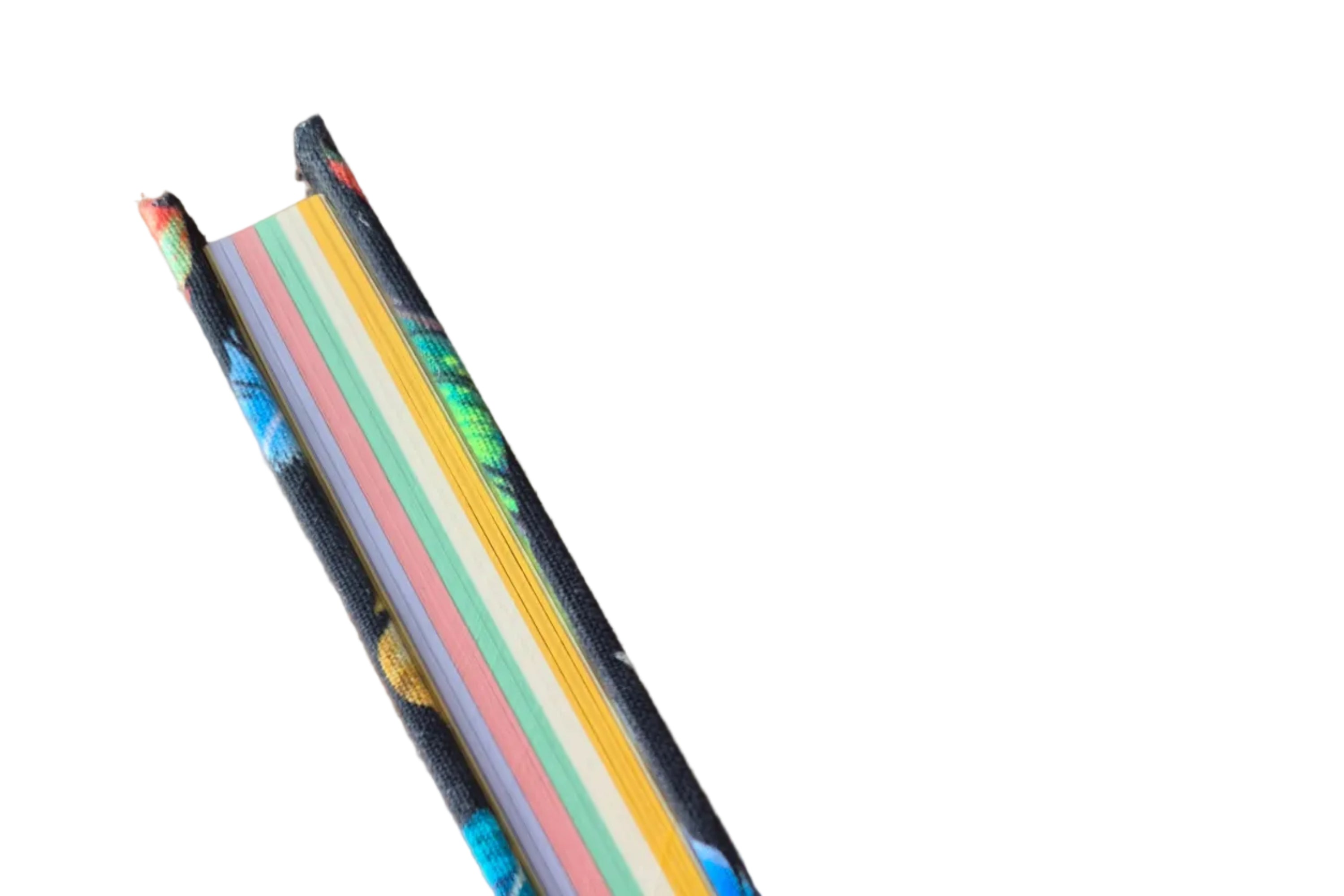 Libreta clásica mediana. Hojas de colores / Plumas fondo negro