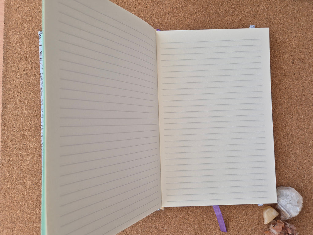 Libreta clásica Mediana / Hojas café y negras (elástico plateado)