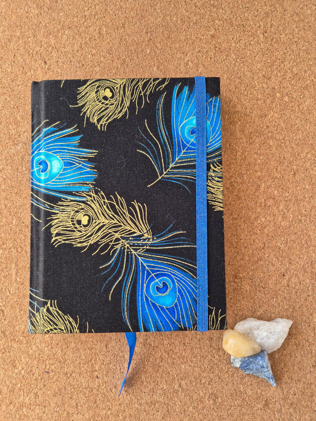 Libreta clásica pequeña / Plumas azul dorado