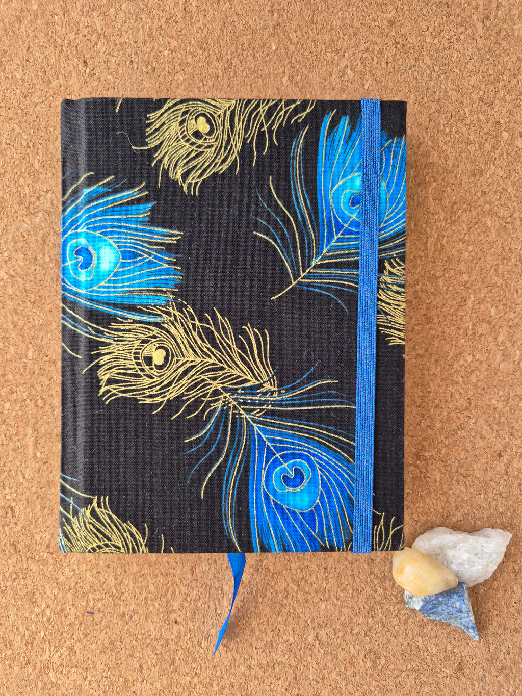 Libreta clásica pequeña / Plumas azul dorado
